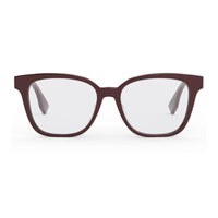 Fendi Fendi Eyeglasses Square Full Rim, Shiny Solid Bordeaux Frame and Clear Demo Lenses Lens FE50045F066