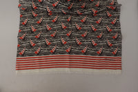 Dolce & Gabbana Black Red Linen Sailboat Stripe Print Shawl Men's Scarf