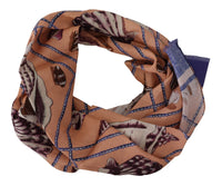 Dolce & Gabbana Blue Linen Seashell Pattern Mens Wrap Shawl Men's Scarf