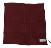 Dolce & Gabbana Maroon Silk Crown Square Wrap Handkerchief Men's Scarf