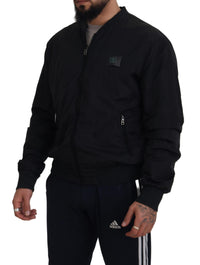 Dolce & Gabbana Black Nylon Logo Bomber Zipper Men's Jacket