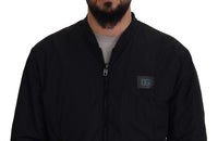 Dolce & Gabbana Black Nylon Logo Bomber Zipper Men's Jacket