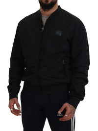 Dolce & Gabbana Black Nylon Logo Bomber Zipper Men's Jacket