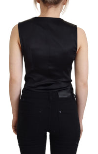Dolce & Gabbana Dolce & Gabbana Black Brocade Button Down Sleeveless Vest Women's Top