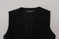 Dolce & Gabbana Dolce & Gabbana Black Brocade Button Down Sleeveless Vest Women's Top