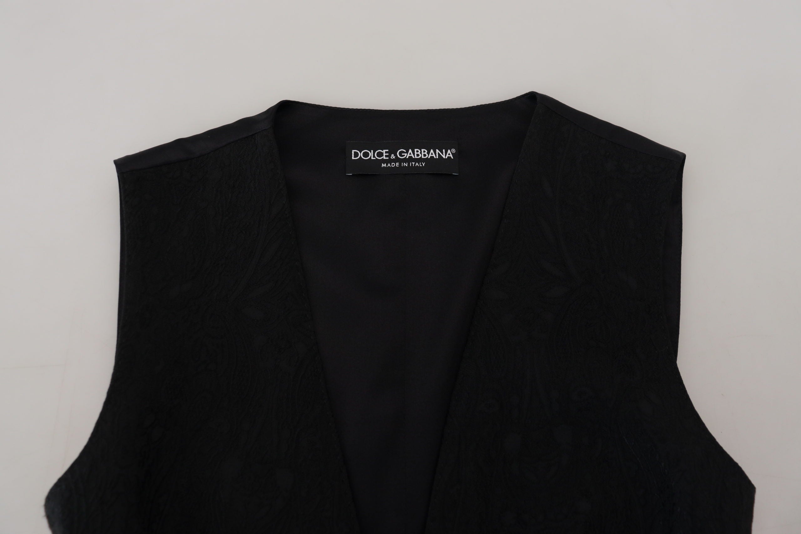 Dolce & Gabbana Dolce & Gabbana Black Brocade Button Down Sleeveless Vest Women's Top