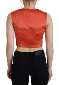 Dolce & Gabbana Dolce & Gabbana Orange Sleeveless Waistcoat Cropped Vest Women's Top