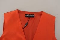 Dolce & Gabbana Dolce & Gabbana Orange Sleeveless Waistcoat Cropped Vest Women's Top
