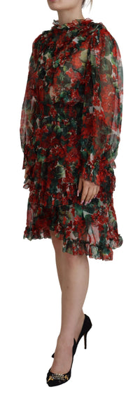 Dolce & Gabbana Multicolor Geranium A-line Knee Length Women's Dress