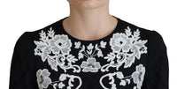 Dolce & Gabbana Black Lace Trim Half Sleeves A-line Women's Dress