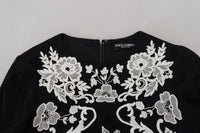 Dolce & Gabbana Black Lace Trim Half Sleeves A-line Women's Dress