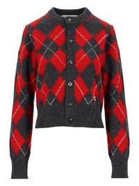 Ami Ami Women Argyle Wool Cardigan