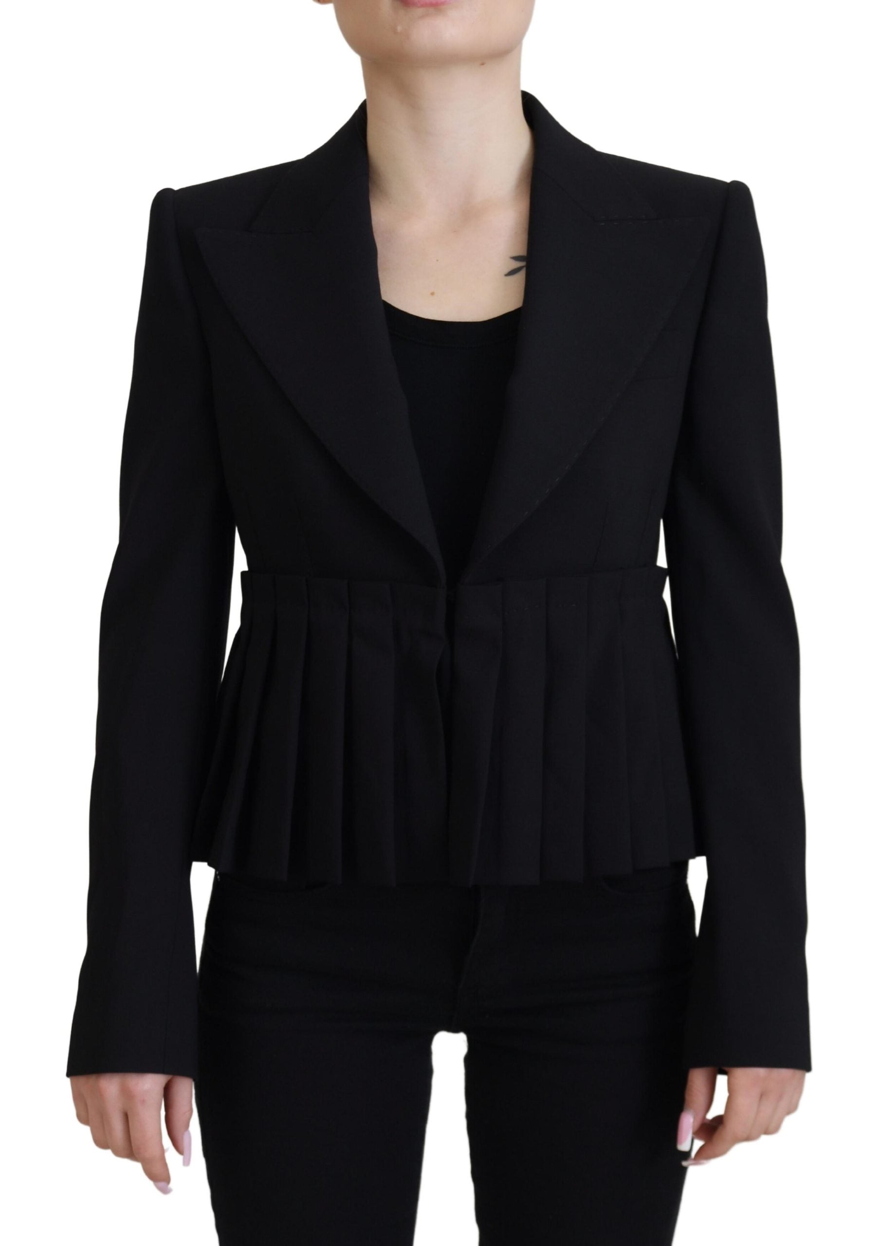 Dolce & Gabbana Dolce & Gabbana Black Single Breasted Fit Blazer Wool Women's Jacket