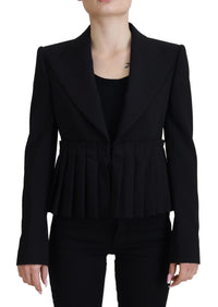 Dolce & Gabbana Dolce & Gabbana Black Single Breasted Fit Blazer Wool Women's Jacket