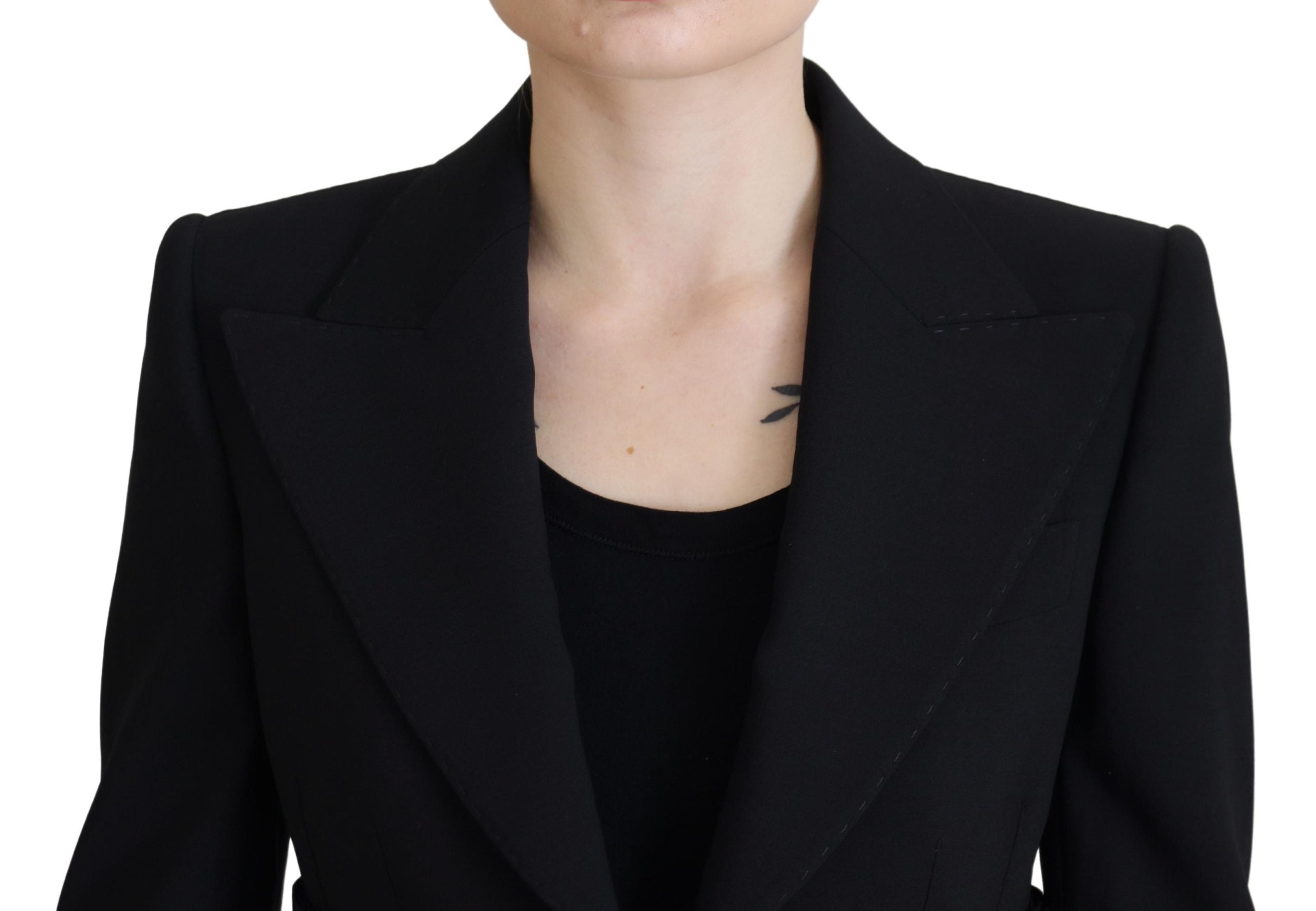 Dolce & Gabbana Dolce & Gabbana Black Single Breasted Fit Blazer Wool Women's Jacket