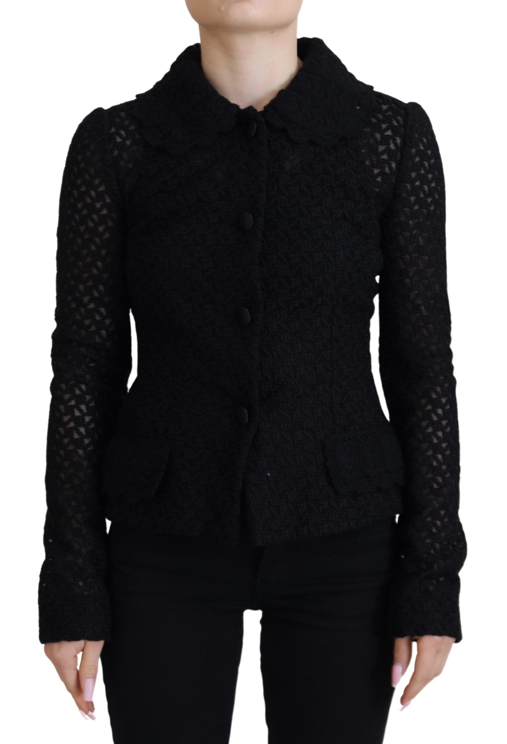 Dolce & Gabbana Dolce & Gabbana Black Wool Knitted Button Down Collar Women's Jacket