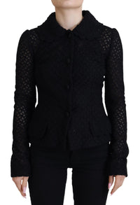 Dolce & Gabbana Dolce & Gabbana Black Wool Knitted Button Down Collar Women's Jacket