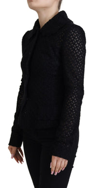 Dolce & Gabbana Dolce & Gabbana Black Wool Knitted Button Down Collar Women's Jacket