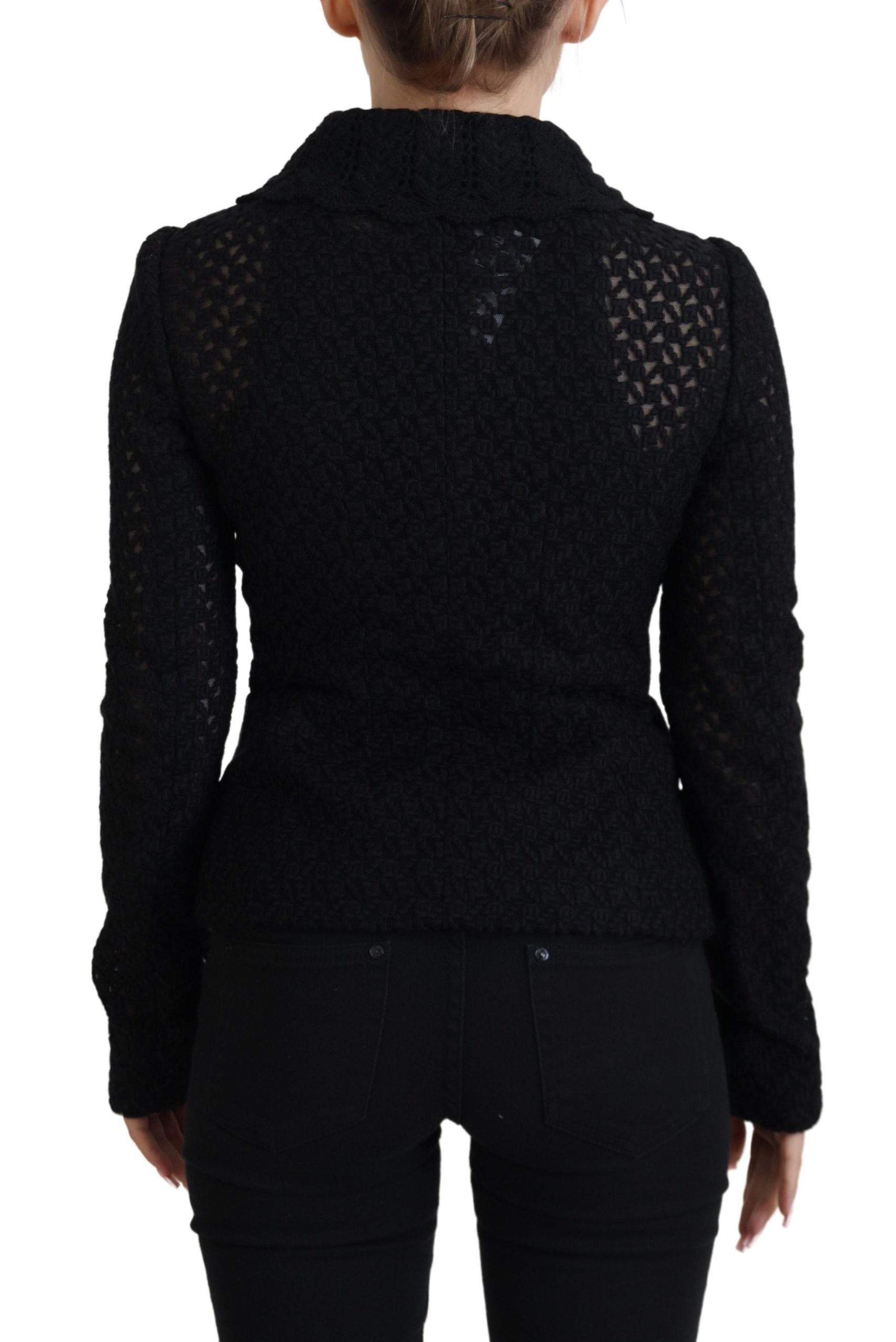 Dolce & Gabbana Dolce & Gabbana Black Wool Knitted Button Down Collar Women's Jacket