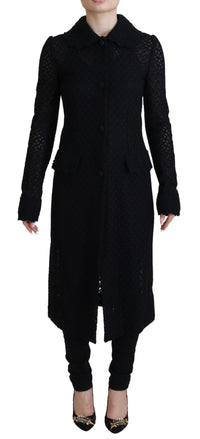 Dolce & Gabbana Black Button Down Long Blazer Cotton Women's Jacket
