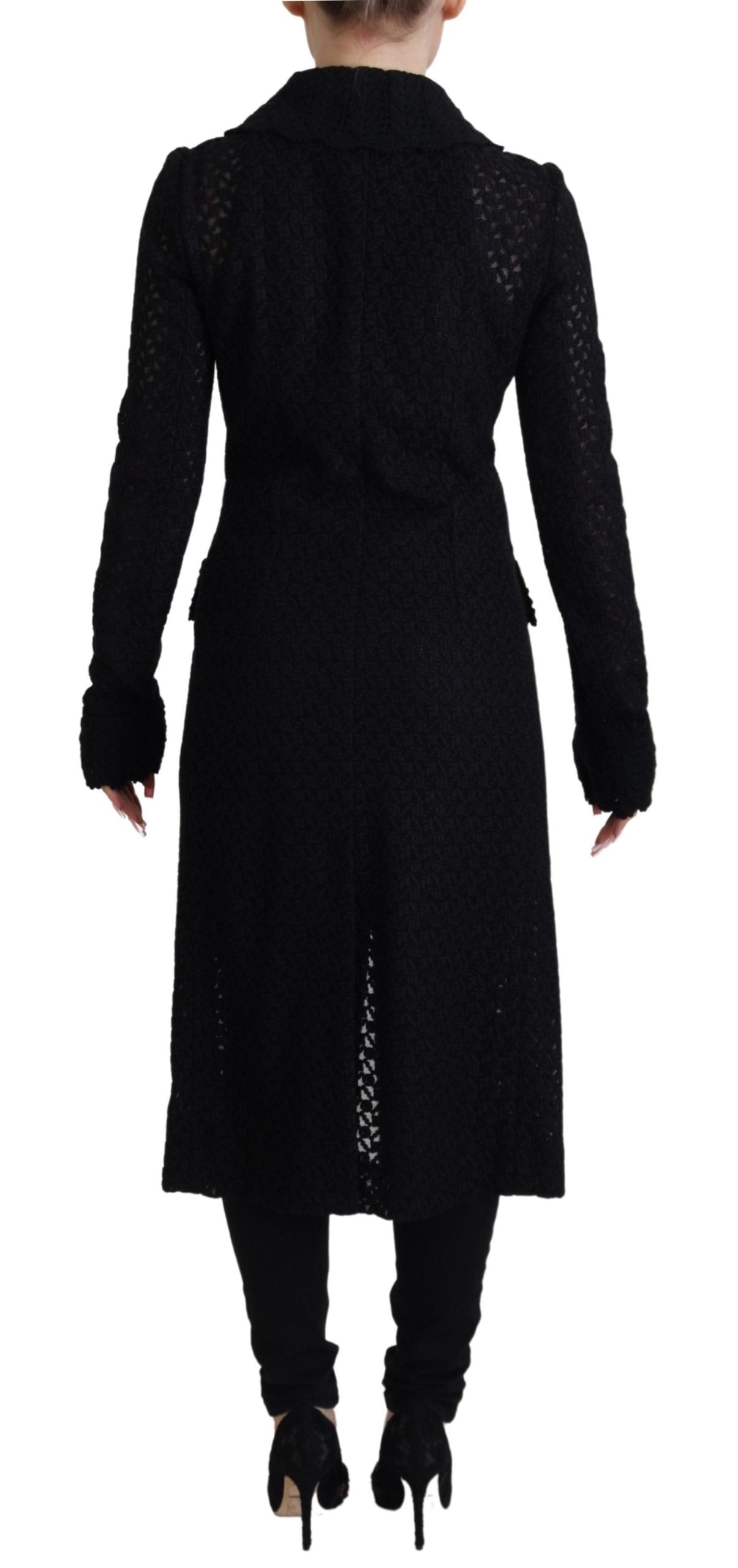 Dolce & Gabbana Black Button Down Long Blazer Cotton Women's Jacket