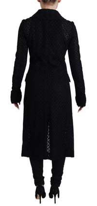 Dolce & Gabbana Black Button Down Long Blazer Cotton Women's Jacket
