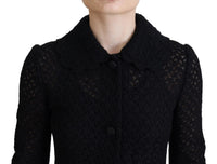 Dolce & Gabbana Black Button Down Long Blazer Cotton Women's Jacket