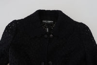Dolce & Gabbana Black Button Down Long Blazer Cotton Women's Jacket