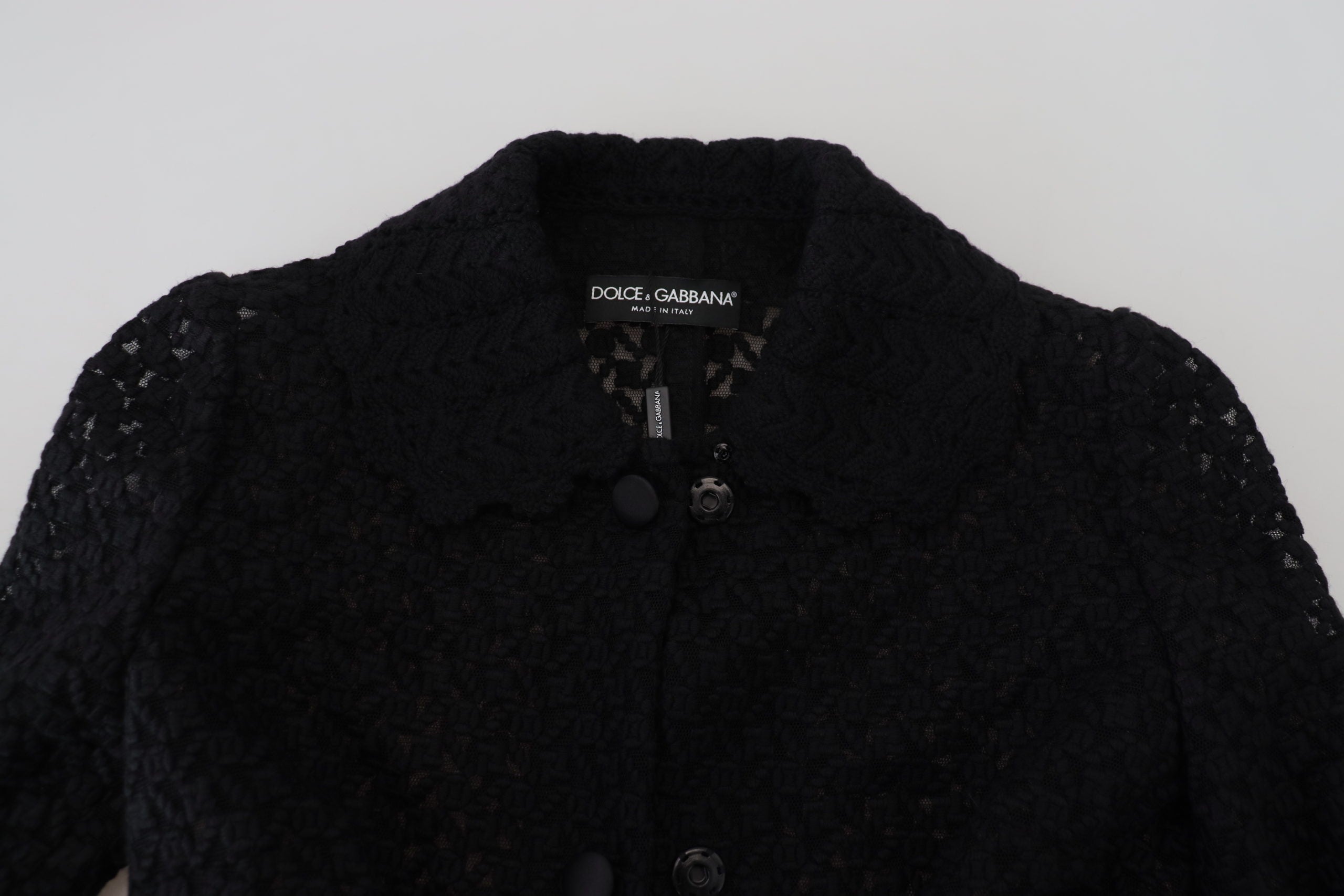 Dolce & Gabbana Black Button Down Long Blazer Cotton Women's Jacket
