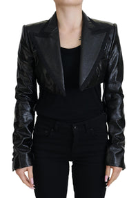 Dolce & Gabbana Dolce & Gabbana Black Long Sleeves Crop Blazer Cotton Women's Jacket