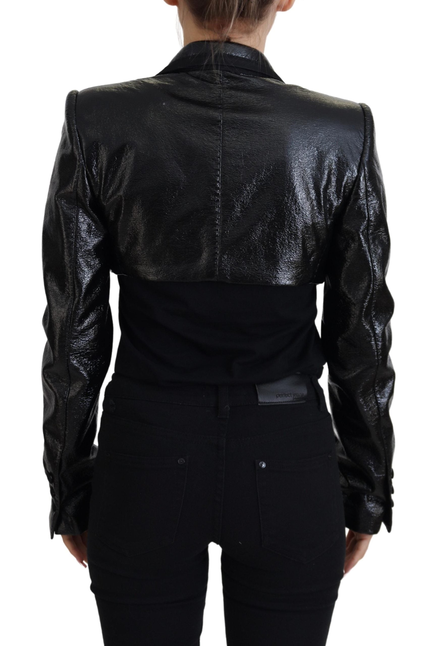 Dolce & Gabbana Dolce & Gabbana Black Long Sleeves Crop Blazer Cotton Women's Jacket