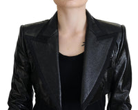 Dolce & Gabbana Dolce & Gabbana Black Long Sleeves Crop Blazer Cotton Women's Jacket