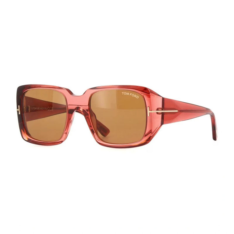 Tom Ford Sunglasses Square Full Rim, Shiny Pink Frame and Brown Lens FT103572E