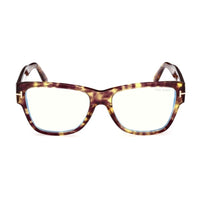 Tom Ford Tom Ford Eyeglasses Square Full Rim, Havana Frame and Clear/Blue-Light Block Lenses Lens FT5878-B055