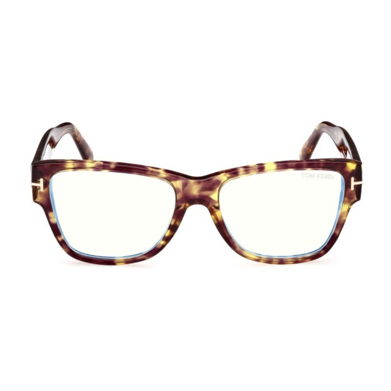 Tom Ford Tom Ford Eyeglasses Square Full Rim, Havana Frame and Clear/Blue-Light Block Lenses Lens FT5878-B055