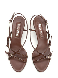 Miu Miu Women Patent Leather Sandals With Mini Buckles