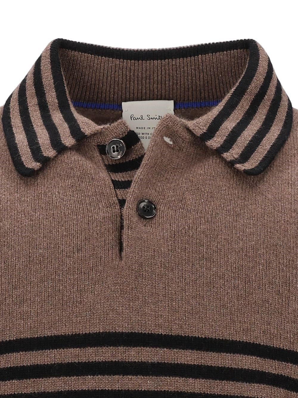 Paul Smith Men Striped Cashmere Polo Sweater