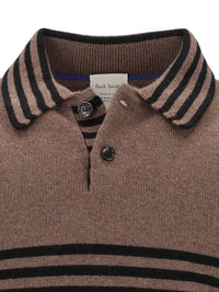 Paul Smith Men Striped Cashmere Polo Sweater