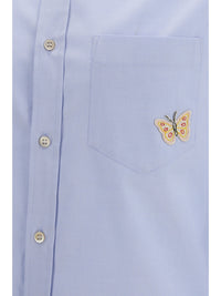 Valentino Men Cotton Shirt With Butterfly Embroidery