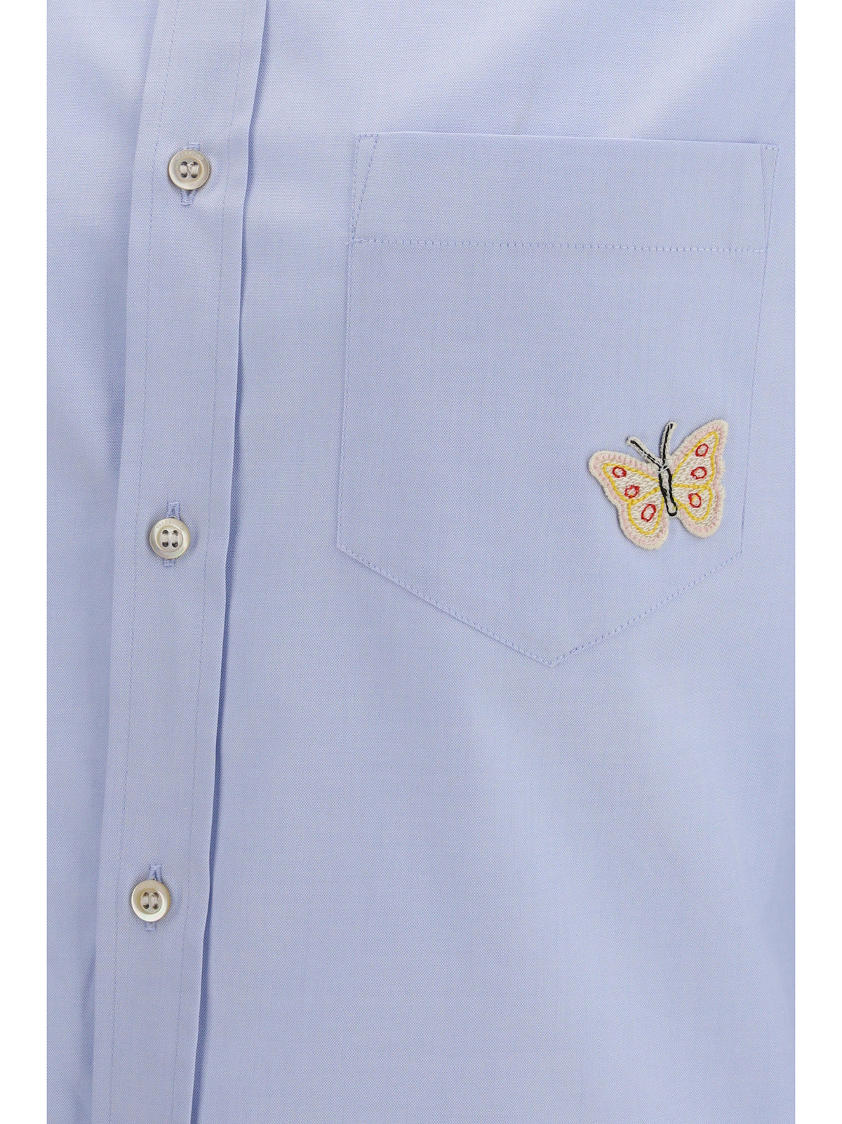 Valentino Men Cotton Shirt With Butterfly Embroidery