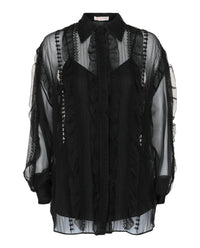 Valentino Valentino Womens Bead-Embellished Ruffled Silk-Chiffon Shirt