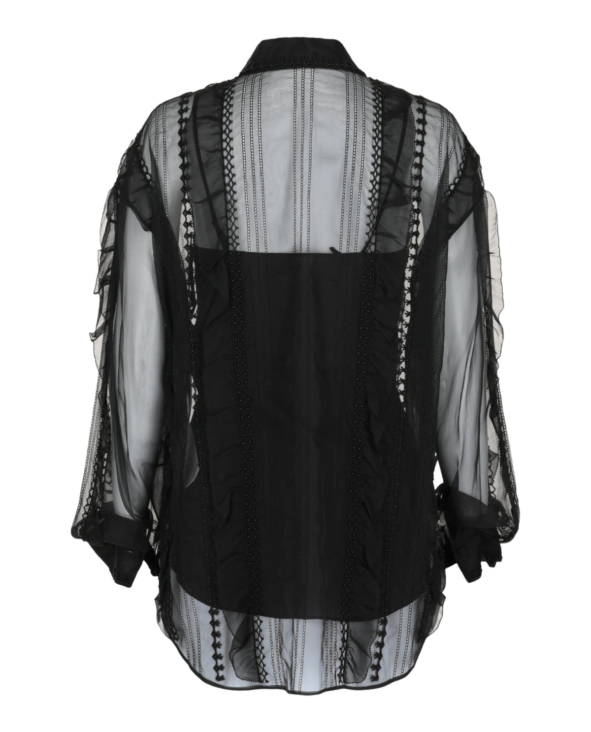 Valentino Valentino Womens Bead-Embellished Ruffled Silk-Chiffon Shirt