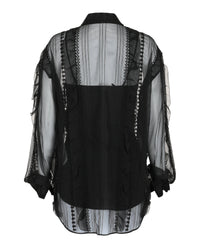 Valentino Valentino Womens Bead-Embellished Ruffled Silk-Chiffon Shirt