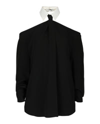 Valentino Valentino Womens Crepe Couture Blouse With Necktie Detail