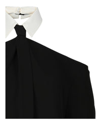 Valentino Valentino Womens Crepe Couture Blouse With Necktie Detail