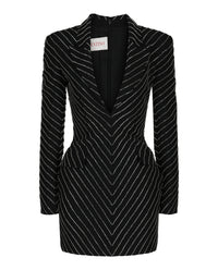 Valentino Valentino Womens Beaded Striped Blazer Dress