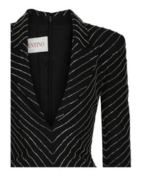 Valentino Valentino Womens Beaded Striped Blazer Dress