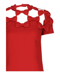 Valentino Womens Caged Bow Crepe Shift Dress