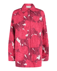 Valentino Womens Oversized Rose Moiré Faille Jacket