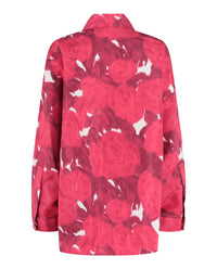 Valentino Womens Oversized Rose Moiré Faille Jacket